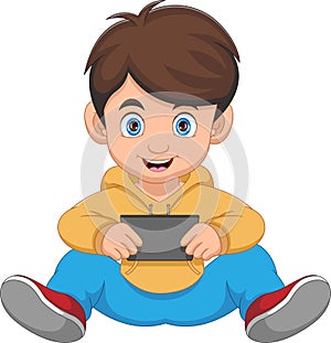 playing tablet phone cartoon