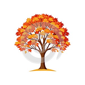 Autumn Maple Tree Vector Art with Colorful Leaves