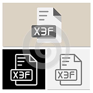X3f document file format. collection of flat file type icons for attractive presentations.