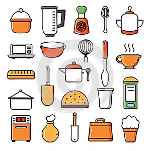 Comprehensive Kitchen Tools Silhouette Vector Collection Essential Cooking Utensils.