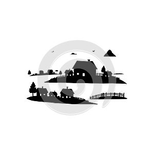 Fog in village vector silhouette illustration 0 1-01