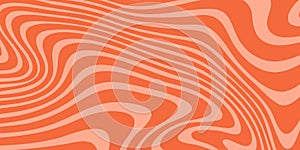 Abstract linear distorted pattern. Retro hippie red background with wavy psychedelic texture