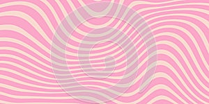 Abstract linear distorted pattern. Retro pink background with wavy psychedelic texture