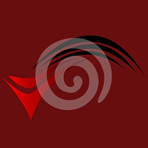 abstract pattern of lines of bright red black flowers on a red background