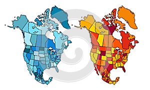Map of North America, isolated on white background. Vector EPS.10
