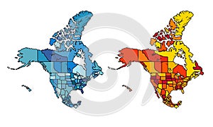 Map of North America, isolated on white background. Vector EPS.10