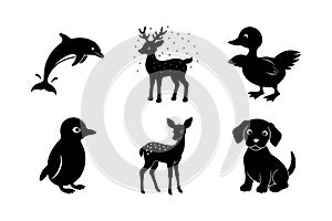 Set of animal silhouette vector illustration 2.