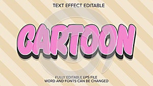 3d text effect cartoon pink vector editable