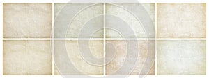 Background textures of old vintage paper. Different texture set of antique parchment