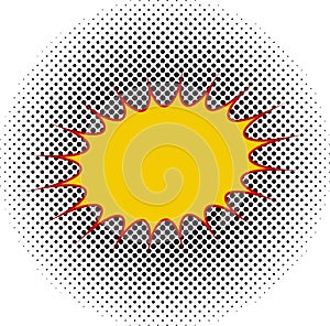 Yellow speech bubble comic book with halftone