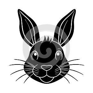 rabbit head simple black silhouette