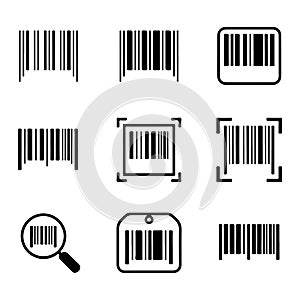 Barcode Icon Set. Collection of Barcode and QR Code Icons.