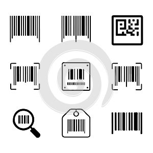 Barcode Icon Set. Collection of Barcode and QR Code Icons.