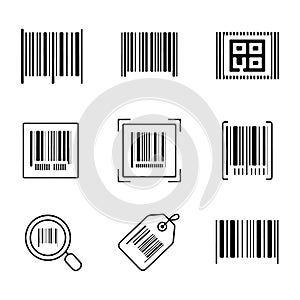 Barcode Icon Set. Collection of Barcode and QR Code Icons.