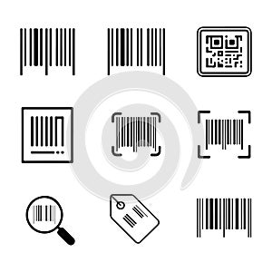Barcode Icon Set. Collection of Barcode and QR Code Icons.