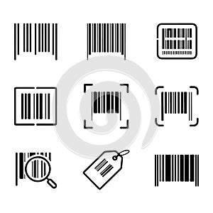 Barcode Icon Set. Collection of Barcode and QR Code Icons.