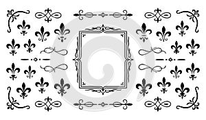 Ornate fleur de lis and frame design