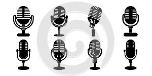Microphone icons isolated on white background