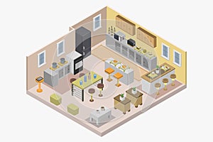 Isometric kitchen and bar
