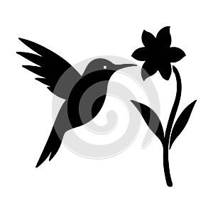 Black Magpie in Flight Silhouette Vector