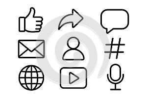 Social media icons: like, share, comment, and more.
