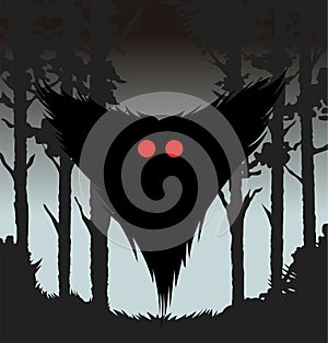 strange mothman in the night in the forest