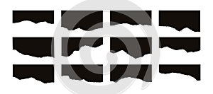 set of cut paper, ripped and torn sheet, vintage grunge shapes elements paper label note