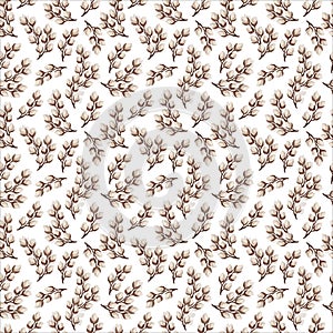 seamless pattern willow spring nature brown textile