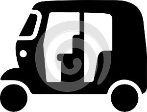 Auto Rickshaw Icon: Black Silhouette Vector Graphic
