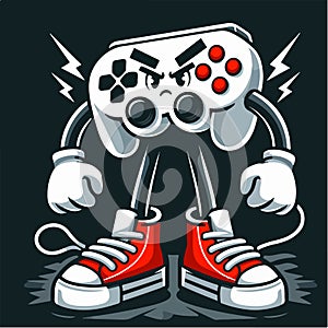 Angry Gaming Controller Character in Sneakers