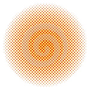 Circular halftone pattern with orange and yellow gradient dots background design