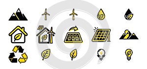 Eco-Friendly Energy Source Icons Set