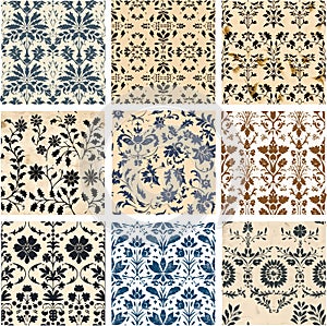 Ornate Seamless Pattern Pack. Historical Reproduction Wallpaper Tile Designs