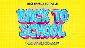 back to school cartoon style text effect editable