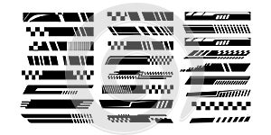 Racing Stripe Icon Set with Speed and Checkered Elements