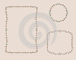 Christmas Garland Doodle Hand Drawn Whimsical Frames Set