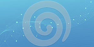 Abstract gradient network connection with connecting dots lines and wave