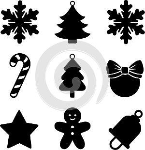 Christmas 9 icon pack silhouette illustration
