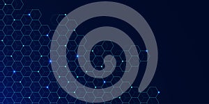 Abstract digital technology with hexagon pattern background