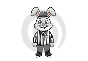 Cute Rabbit Referee Cartoon Character Illustration