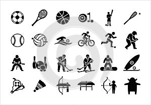 Sports Activity Icons Silhouette Set