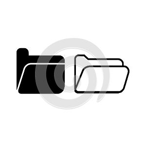 Flat Document Folder Icons Open and Closed Vector Set