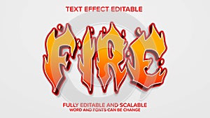 3d text effect fire vector editable