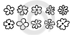 A set of hand-drawn colors in black marker, contour vector illustration, casual style