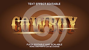 3d text effect cowboy vector editable
