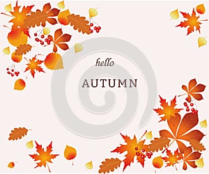 Web Abstract art autumn background with vector maple leaves.