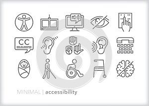 Web accessibility icon set for assistive technology