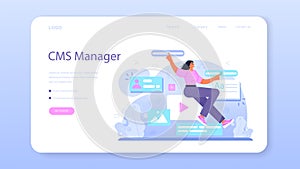 Web administrator web banner or landing page. Content management