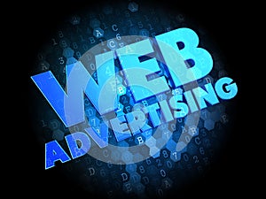 Web Advertising on Dark Digital Background. photo