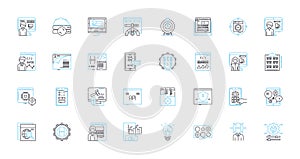 Web advertising linear icons set. Banner, Click-through, Content, Conversion, CPC (Cost-Per-Click), CPM photo